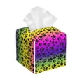 thumbnail image 1 of Uemuo Animal Paw Rainbow Tissue Box Cover Holder, Square with Bottom Belt - PVC Leather Decorative Organizer for Tabletop, Bathroom, Car, Office, 1 of 8