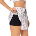 thumbnail image 1 of Uemuo Animal Pink Color Paw Pattern Women's Athletic Shorts High Waisted Running Shorts with Liner Pockets Gym Elastic Workout Shorts-Small, 1 of 9