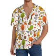 thumbnail image 1 of Uemuo Animals Forest Pattern Cotton Linen Short Sleeve Shirts,Casual Lightweight Button Down Shirts,Vacation Beach Summer Tops-, 1 of 7