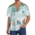 thumbnail image 1 of Uemuo Animals Riding Across The Sky Pattern Cotton Linen Short Sleeve Shirts,Casual Lightweight Button Down Shirts,Vacation Beach Summer Tops-X-Large, 1 of 7
