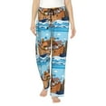 thumbnail image 1 of Uemuo Animals on Noah's Ark Floating Pattern Women's Wide Leg Palazzo Lounge Pants with Pockets Light Weight Loose Comfy Casual Pajama Pants-X-Large, 1 of 9