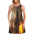 thumbnail image 1 of Uemuo Apocalyptic Skull Soldier Pattern Women’s Sleeveless Dress – Casual Summer A-Line Dress, Stylish and Comfortable Sundress for Hot Weather, 1 of 7
