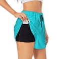 thumbnail image 1 of Uemuo Aqua Pattern Women's Athletic Shorts High Waisted Running Shorts with Liner Pockets Gym Elastic Workout Shorts-Small, 1 of 9