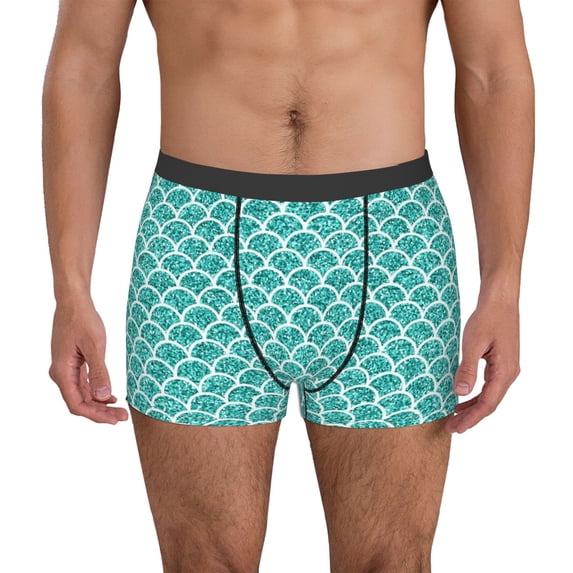 Uemuo Aquamarine Glitter1 Pattern Men's Boxer Briefs,Trunk Anti-Chafing,Comfortable, Durable, and Stylish Underwear-X-Large