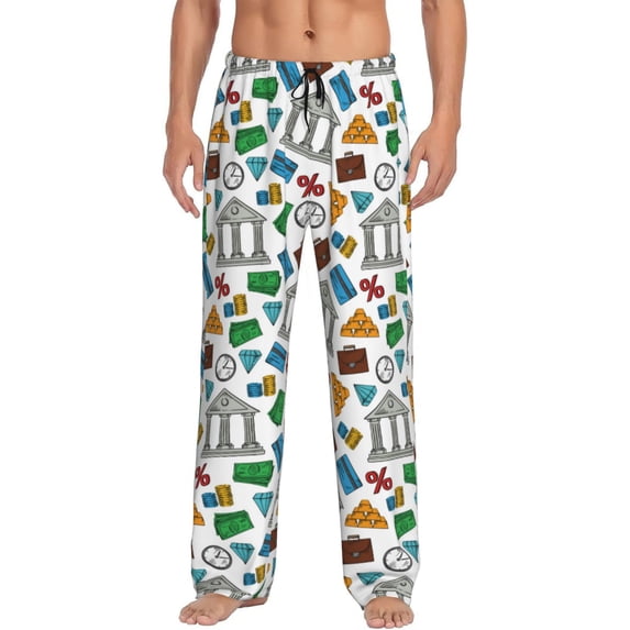 Uemuo Art Of Livings Pattern Men's Wide Leg Palazzo Lounge Pants with Pockets Light Weight Loose Comfy Casual Pajama Pants-Small