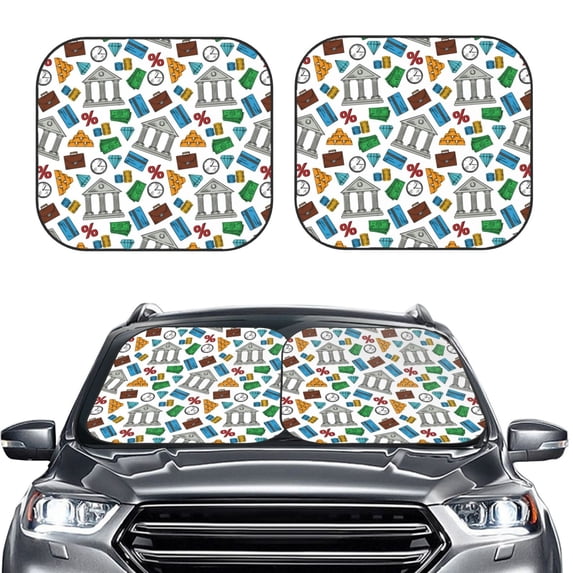 Uemuo Art Of Livings Printed 2 PCS Car Windshield Sun Shade, Auto Sun Heat and UV Rays Blocker, Foldable Automotive Front Window Sunshade Protector