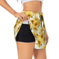 thumbnail image 1 of Uemuo Artistic Marble Pattern Sunflower Pattern Women's Athletic Shorts High Waisted Running Shorts with Liner Pockets Gym Elastic Workout Shorts-, 1 of 9
