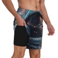 thumbnail image 1 of Uemuo Astronaut Helmet Reflections Pattern Mens Swim Trunks Quick Dry Board Shorts with Mesh Lining, Stretch Beach Shorts Quick Dry No-Chafing Board Shorts-Large, 1 of 9