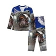 thumbnail image 1 of Uemuo Astronaut in Outer Space Pattern Womens Pajama Sets,PJ Set for Women,Pajamas for Women Logo,Long Sleeve Pajama Set for Women,Soft Long Sleeve Top With Pants-Small, 1 of 9