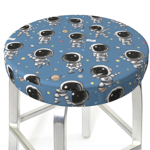 Uemuo Astronaut Pattern Round Bar Stool Seat Covers Washable Stool Cushion Slipcover Elastic Bar Chair Covers-13 inch
