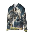 thumbnail image 1 of Uemuo Astronaut Soccer Field Pattern Women's Full Zip UPF 50+ Sun Protection Hoodie Jacket Long Sleeve Sun Shirt Hiking Outdoor Performance with Pockets-Medium, 1 of 9