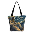 thumbnail image 1 of Uemuo Astronaut Starry Night Print Tote Bags for Women,Large Capacity Corduroy Bag,Reusable Grocery Shoulder Bag,Beach Tote with Zipper Closure, Daily Essentials, 1 of 7