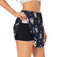 thumbnail image 1 of Uemuo Astronaut Surfing Pattern Women's Athletic Shorts High Waisted Running Shorts with Liner Pockets Gym Elastic Workout Shorts-Medium, 1 of 9