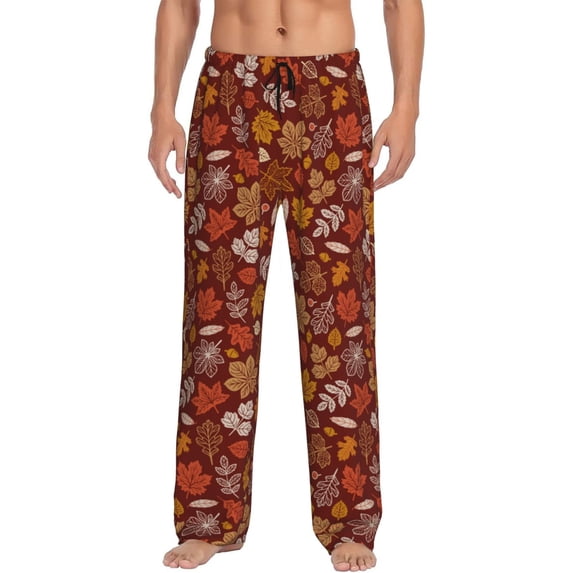 Uemuo Autumn Forest3 Pattern Men's Wide Leg Palazzo Lounge Pants with Pockets Light Weight Loose Comfy Casual Pajama Pants-Small
