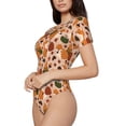 thumbnail image 1 of Uemuo Autumn Fox Pumpkin Lazy Pattern Women's One Piece Short Sleeve Swimsuit Rash Guard Surfing Modest Quick-drying Swimsuit Beach Essentials-Medium, 1 of 1