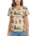 thumbnail image 1 of Uemuo Autumn In The Forest Printed Women's Classic V-Neck T-Shirt - Soft, Breathable, Moisture-Wicking, Perfect for Casual, Office, Travel, and Everyday Wear-Small, 1 of 5