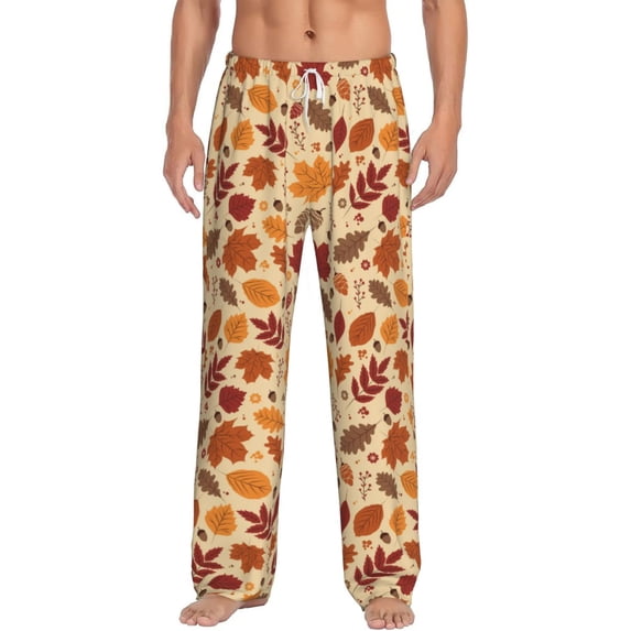 Uemuo Autumn Leaves 2 Pattern Men's Wide Leg Palazzo Lounge Pants with Pockets Light Weight Loose Comfy Casual Pajama Pants-XX-Large