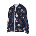 thumbnail image 1 of Uemuo Autumn Leaves With Blue Pattern Women's Full Zip UPF 50+ Sun Protection Hoodie Jacket Long Sleeve Sun Shirt Hiking Outdoor Performance with Pockets-Large, 1 of 9