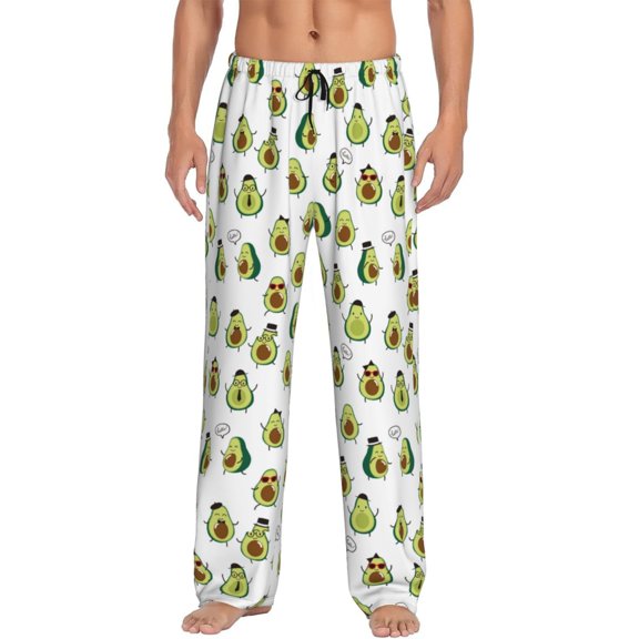 Uemuo Avocado Friends Pattern Men's Wide Leg Palazzo Lounge Pants with Pockets Light Weight Loose Comfy Casual Pajama Pants-X-Large
