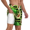 thumbnail image 1 of Uemuo Avocado Green Striped Pattern Mens Swim Trunks Quick Dry Board Shorts with Mesh Lining, Stretch Beach Shorts Quick Dry No-Chafing Board Shorts-3X-Large, 1 of 9