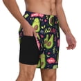 thumbnail image 1 of Uemuo Avocado Love Pattern Mens Swim Trunks Quick Dry Board Shorts with Mesh Lining, Stretch Beach Shorts Quick Dry No-Chafing Board Shorts-Large, 1 of 9