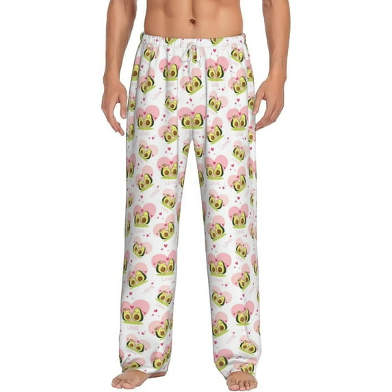 Uemuo Avocado Lovers Pattern Men's Wide Leg Palazzo Lounge Pants with Pockets Light Weight Loose Comfy Casual Pajama Pants-X-Large