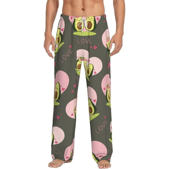 Uemuo Avocado Lovers Pattern Men's Wide Leg Palazzo Lounge Pants with Pockets Light Weight Loose Comfy Casual Pajama Pants-XX-Large
