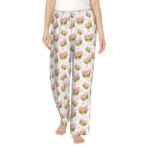 Uemuo Avocado Lovers Pattern Women's Wide Leg Palazzo Lounge Pants with Pockets Light Weight Loose Comfy Casual Pajama Pants-Large