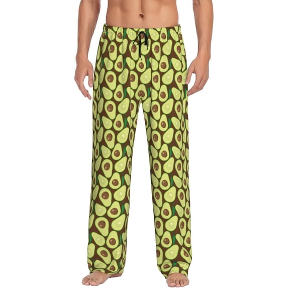 Uemuo Avocado Pattern Men's Wide Leg Palazzo Lounge Pants with Pockets Light Weight Loose Comfy Casual Pajama Pants-X-Large