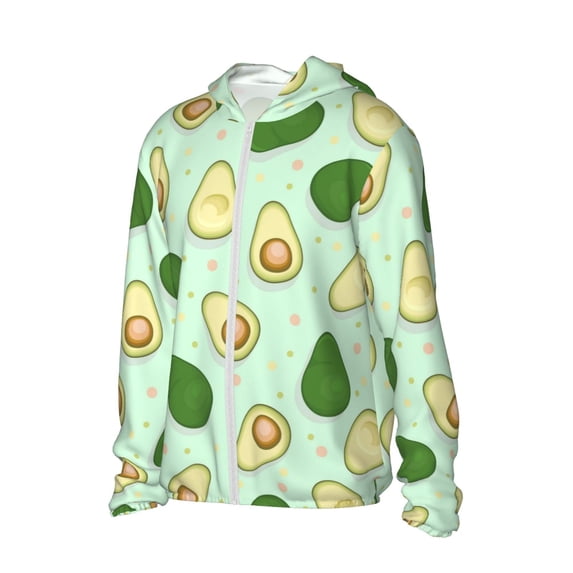 Uemuo Avocado Pattern Women's Full Zip UPF 50+ Sun Protection Hoodie Jacket Long Sleeve Sun Shirt Hiking Outdoor Performance with Pockets-