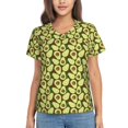 thumbnail image 1 of Uemuo Avocado Printed Women's Classic V-Neck T-Shirt - Soft, Breathable, Moisture-Wicking, Perfect for Casual, Office, Travel, and Everyday Wear-Small, 1 of 5