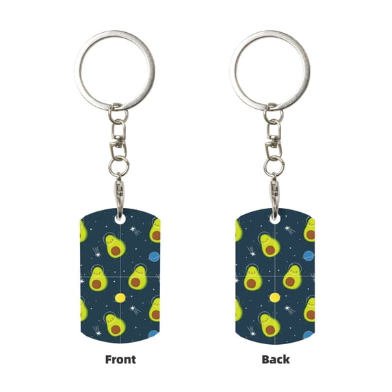 Uemuo Avocado in Space Pattern Rectangular Metal Keychain - Durable, Stylish, and Personalized Key Ring for Men and Women,Engraved Keychain,Gift Slim Sturdy Keychain