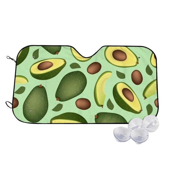 Uemuo Avocado With Seeds Pattern Accordion Car Windshield Sun Shade, Foldable Reflective Sun Visor for Car, Reflector Windshield Sunshade-