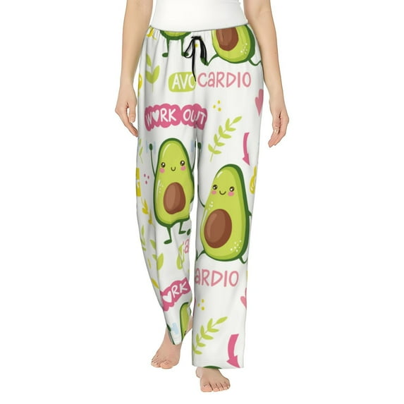 Uemuo Avocado Work Out Pattern Women's Wide Leg Palazzo Lounge Pants with Pockets Light Weight Loose Comfy Casual Pajama Pants-Small