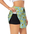 thumbnail image 1 of Uemuo Avocado and Hearts Pattern Women's Athletic Shorts High Waisted Running Shorts with Liner Pockets Gym Elastic Workout Shorts-, 1 of 9