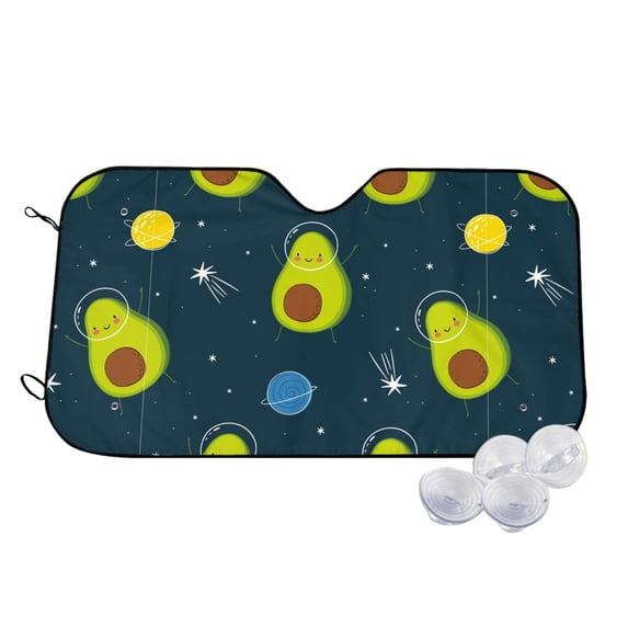 Uemuo Avocado in Space Pattern Accordion Car Windshield Sun Shade, Foldable Reflective Sun Visor for Car, Reflector Windshield Sunshade-Medium