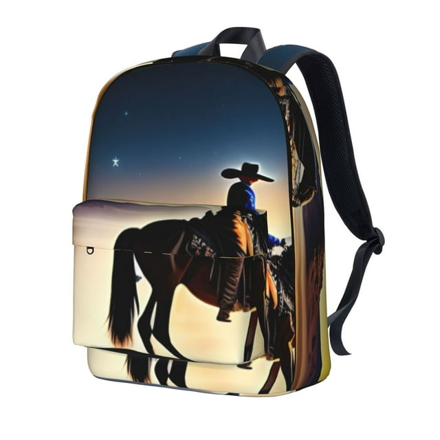 Uemuo Azure Sky Western Desert Cowboy Pattern Backpack for Work and