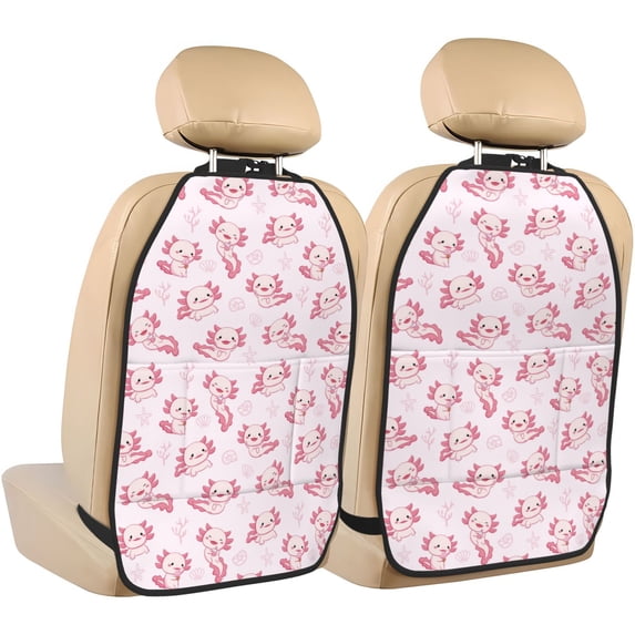 Uemuo Baby Salamander Printed Car Back Seat Protector,2 Pcs Backseat Car Organizer, Kick Mats Back Seat Protector , Back Seat Organizer for Kids