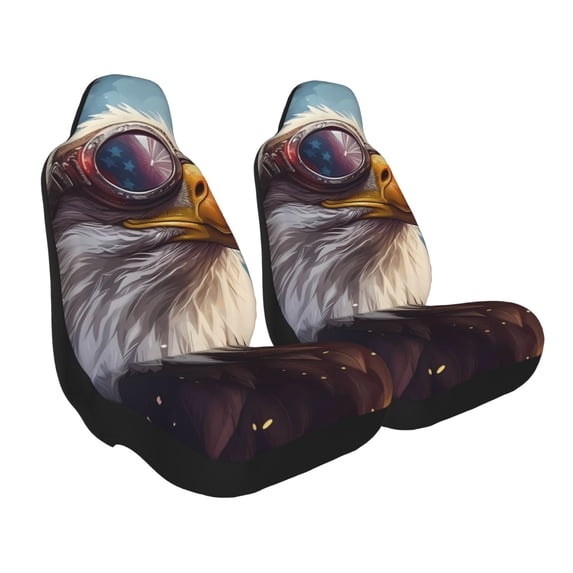 Uemuo Bald Eagle Pilot Pattern Car Seat Covers for Front Seats Waterproof Seat Covers for Cars, Universal Auto Front Seats Protector Fits for Car-