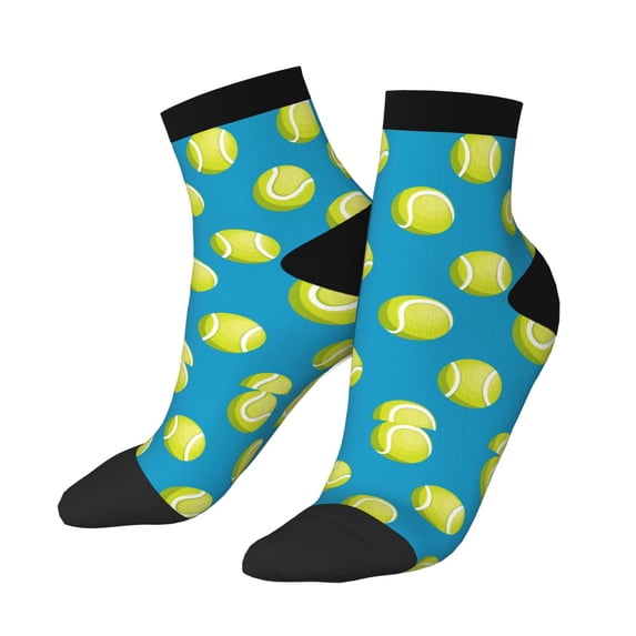 Uemuo Ball Tennis Printed Crew Socks, Moisture-Wicking Socks, Athletic Socks for Men Breathable Cushion Socks Casual Sport Socks for Running Traveling