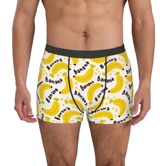 Uemuo Banana Fruit Pattern Men's Boxer Briefs,Trunk Anti-Chafing,Comfortable, Durable, and Stylish Underwear-Small