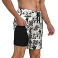 thumbnail image 1 of Uemuo Beach Pattern Mens Swim Trunks Quick Dry Board Shorts with Mesh Lining, Stretch Beach Shorts Quick Dry No-Chafing Board Shorts-, 1 of 9