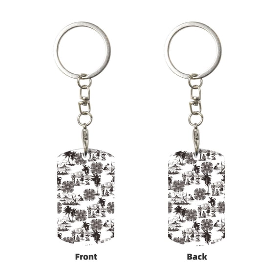 Uemuo Beach Pattern Rectangular Metal Keychain - Durable, Stylish, and Personalized Key Ring for Men and Women,Engraved Keychain,Gift Slim Sturdy Keychain