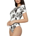 thumbnail image 1 of Uemuo Beach Pattern Women's One Piece Short Sleeve Swimsuit Rash Guard Surfing Modest Quick-drying Swimsuit Beach Essentials-X-Large, 1 of 9