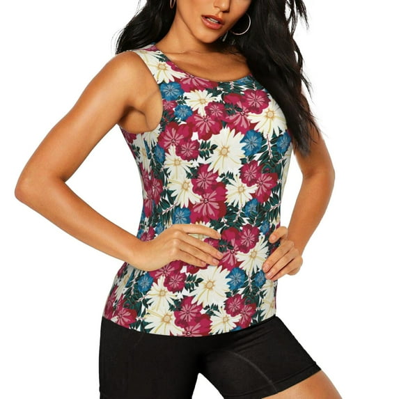 Uemuo Beautiful Flower Pattern Workout Tank Tops for Women Breathable Moisture-wicking tank top Sleeveless Running Loose Fit Yoga Tops Active Shirts Sports Gym Exercise