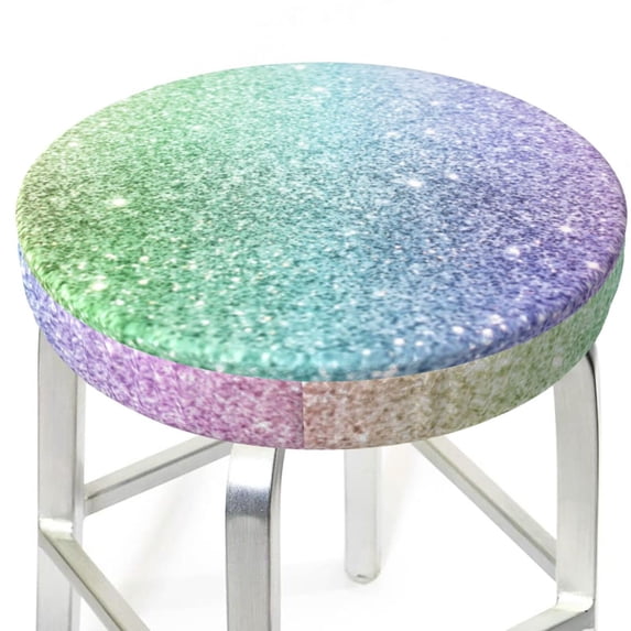 Uemuo Beautiful Glitter Pattern Round Bar Stool Seat Covers Washable Stool Cushion Slipcover Elastic Bar Chair Covers-