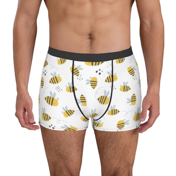 Uemuo Bee Pattern Men's Boxer Briefs,Trunk Anti-Chafing,Comfortable, Durable, and Stylish Underwear-Small