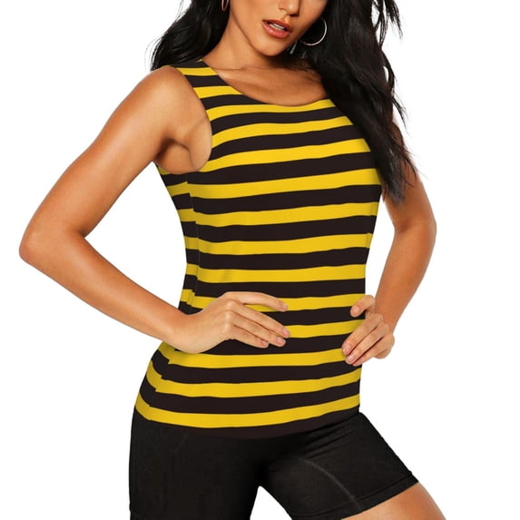 Uemuo Bee Stripe Pattern Workout Tank Tops for Women Breathable Moisture-wicking tank top Sleeveless Running Loose Fit Yoga Tops Active Shirts Sports Gym Exercise