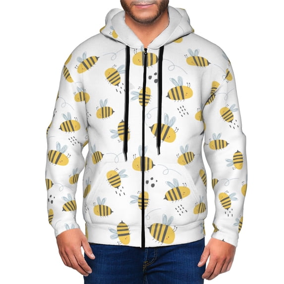 Uemuo Bee for Men's Fashion Full-zip Hoodies & Sweatshirts with Kangaroo Pocket, Zip-up Hooded Sweatshirt, Moisture Wicking & Breathable-Large