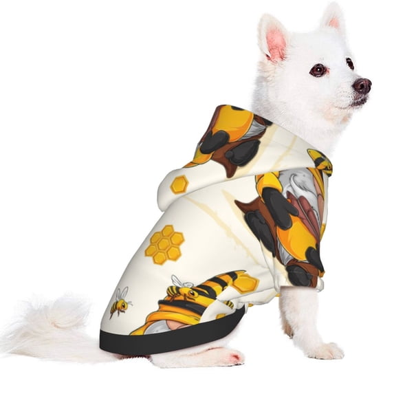 Uemuo Beekeeper Gnome Holding A Glass for Winter Dog Hoodie Sweatshirts with Pockets Warm Dog Clothes for Small Dogs Chihuahua-Medium